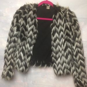 Black and  White Fur H&M Jacket